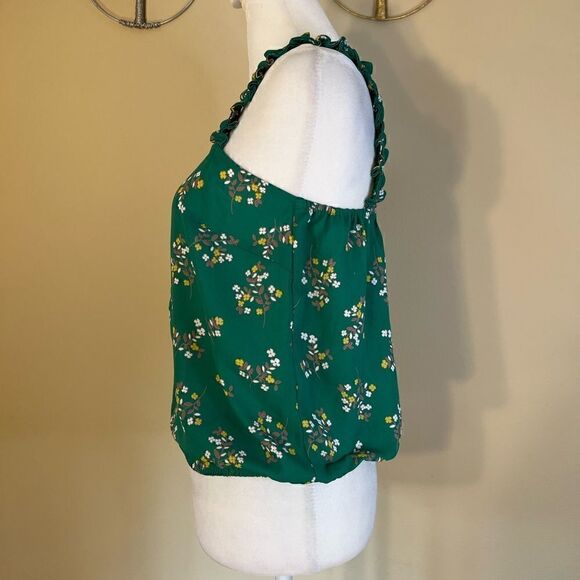 NWT! 19 Cooper Green Yellow Floral Ruffle Strap Tank Top XS - Picture 2 of 9